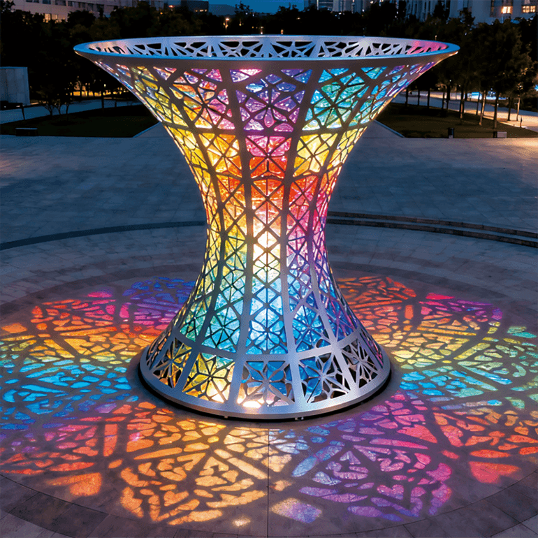 炫彩棱心圣杯景观装置适合广场公园、旅游景区、游乐场、文创街区
