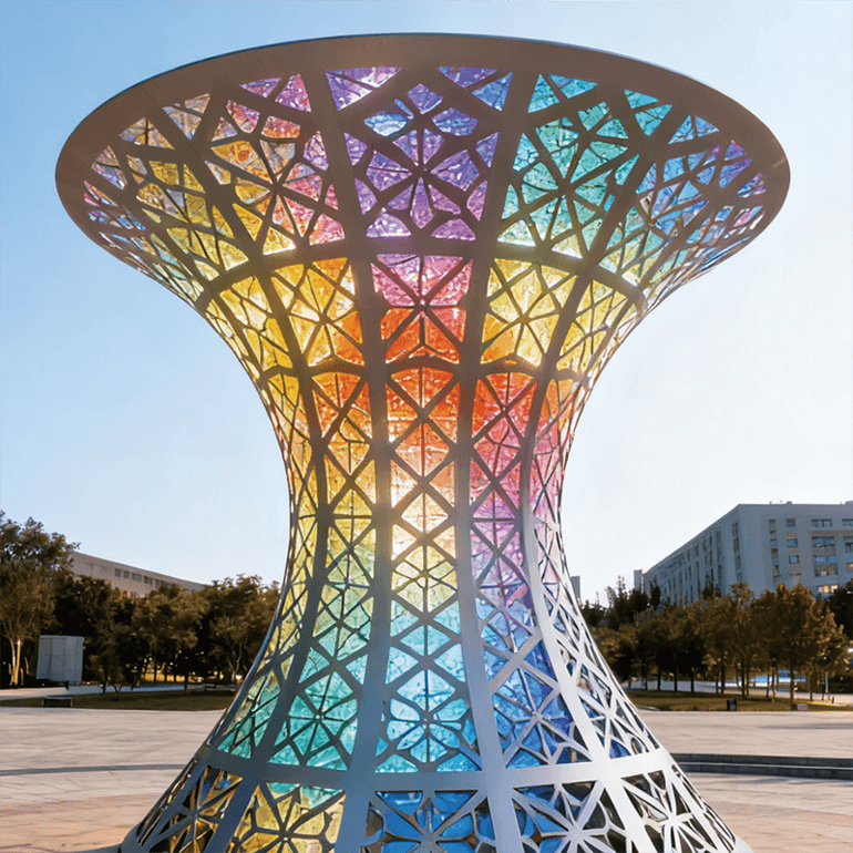 炫彩棱心圣杯景观装置适合广场公园、旅游景区、游乐场、文创街区