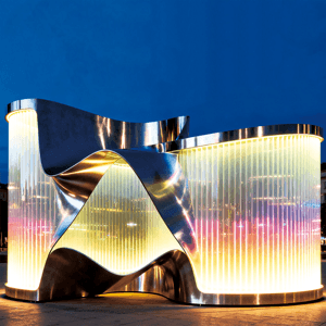 棱光织境景观装置，适合城市商业中心广场、艺术园区或文创街区