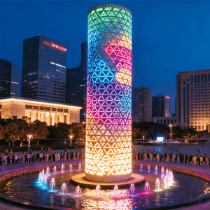 「流银焕章」不锈钢曲线景观灯：动感螺旋艺术装置 城市公园地标