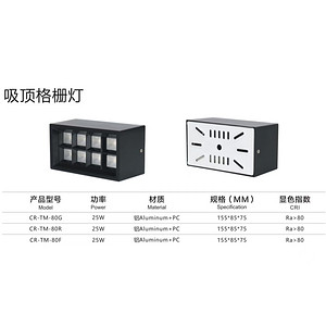 低功率吸顶格栅灯