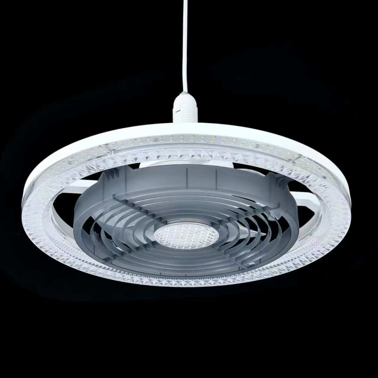 Spiral crystal universal fan lamp pendant light integrated