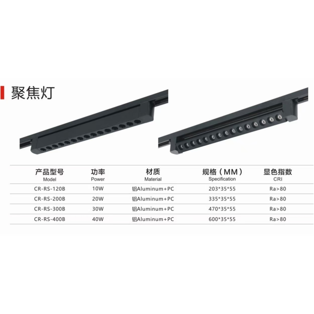 Simple black track light in the interior