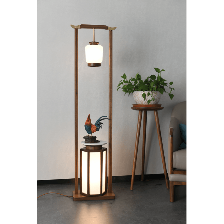 Light luxury high-end walnut floor lamp