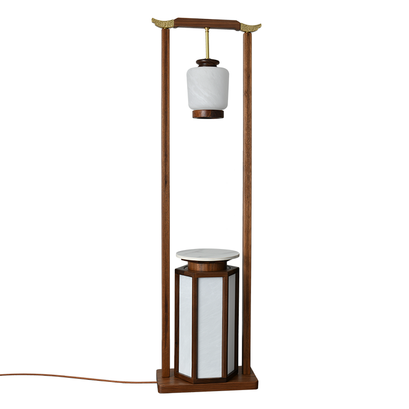 Light luxury high-end walnut floor lamp