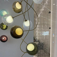 Handmade colored living room glass ball pendant light