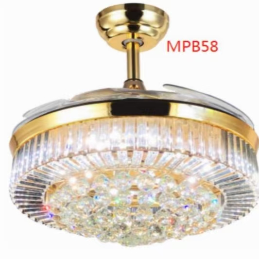 Household gold crystal invisible fan lamp
