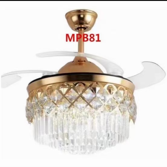 Light luxury crystal living room invisible fan lamp