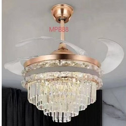 Crystal fan lamp in the European living room