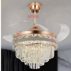 Crystal fan lamp in the European living room