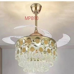 Light luxury atmosphere retro crystal fan lamp