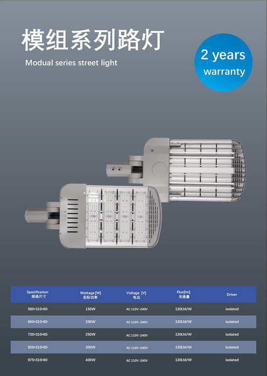 Swinging adjustable LED module series street lamps and road lighting