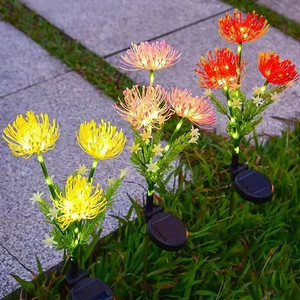 LED solar powered simulation flower and grass lawn light