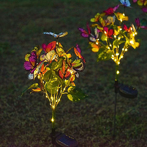 Solar powered courtyard luminous butterfly flower lamp lawn lamp