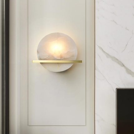Modern light luxury all-copper marble wall lamp