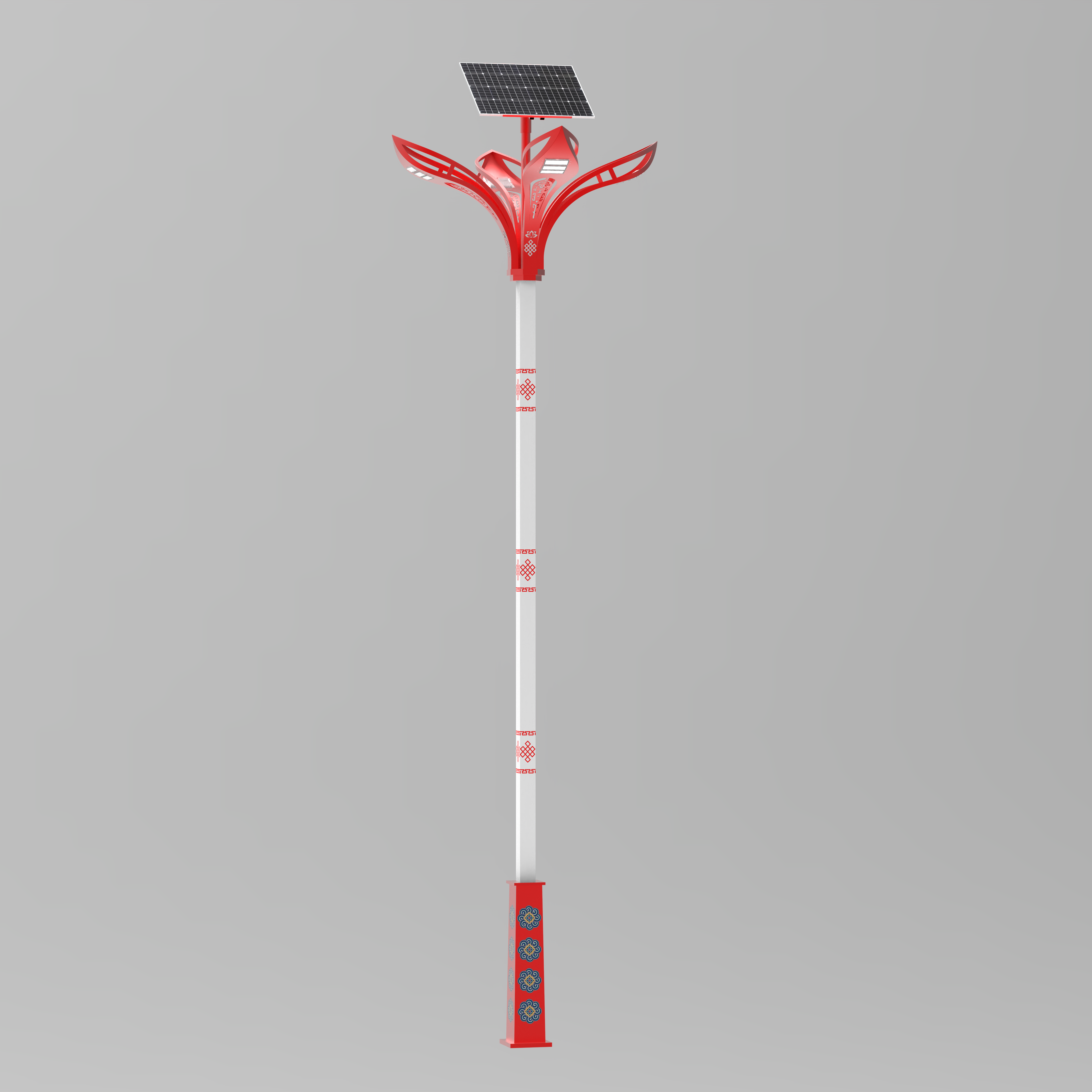 Ethnic characteristics of double-arm solar street lights