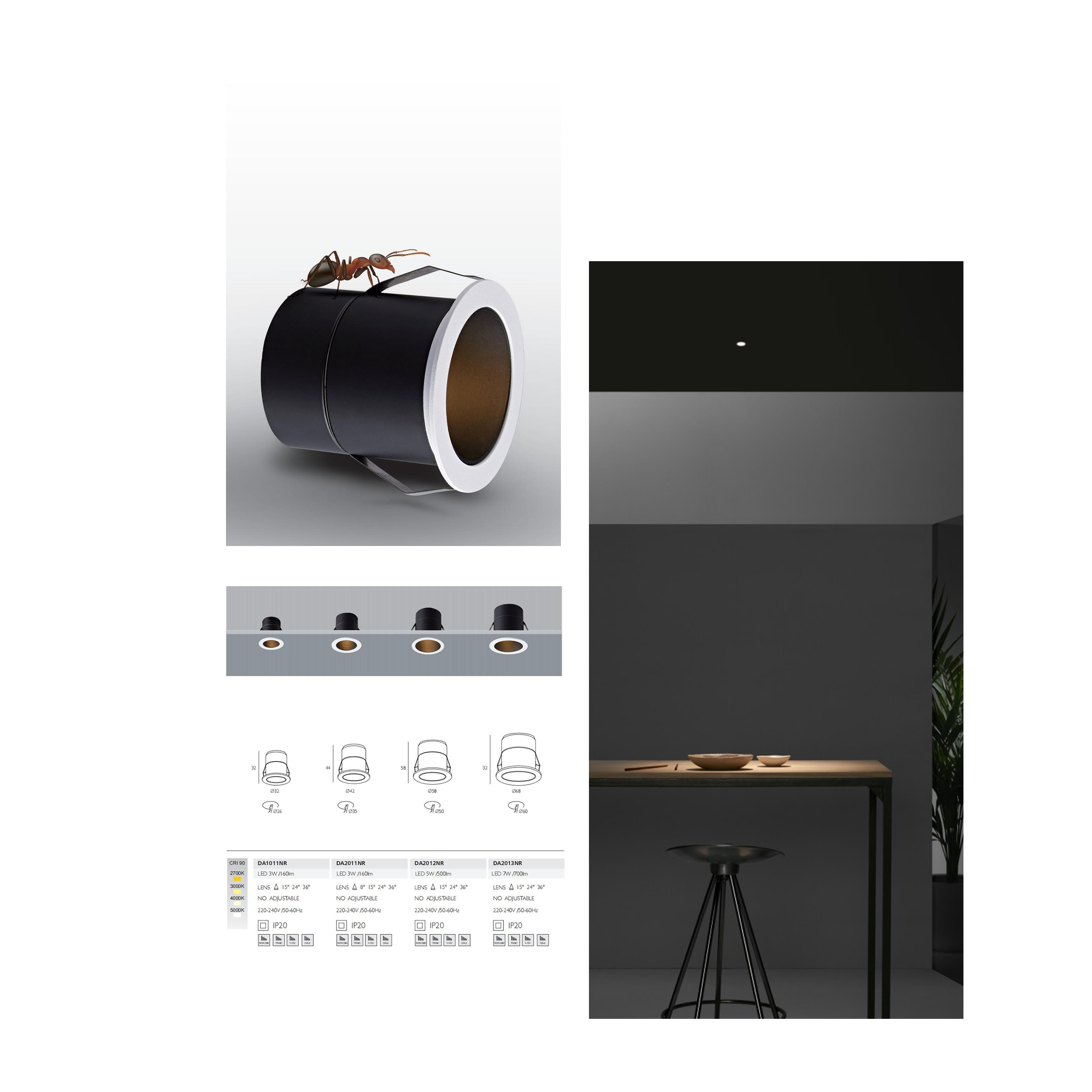 Embedded mini spotlights