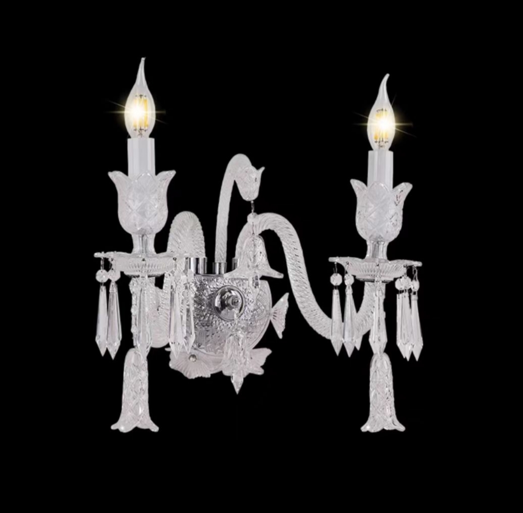 Palatial crystal double-headed wall lamp
