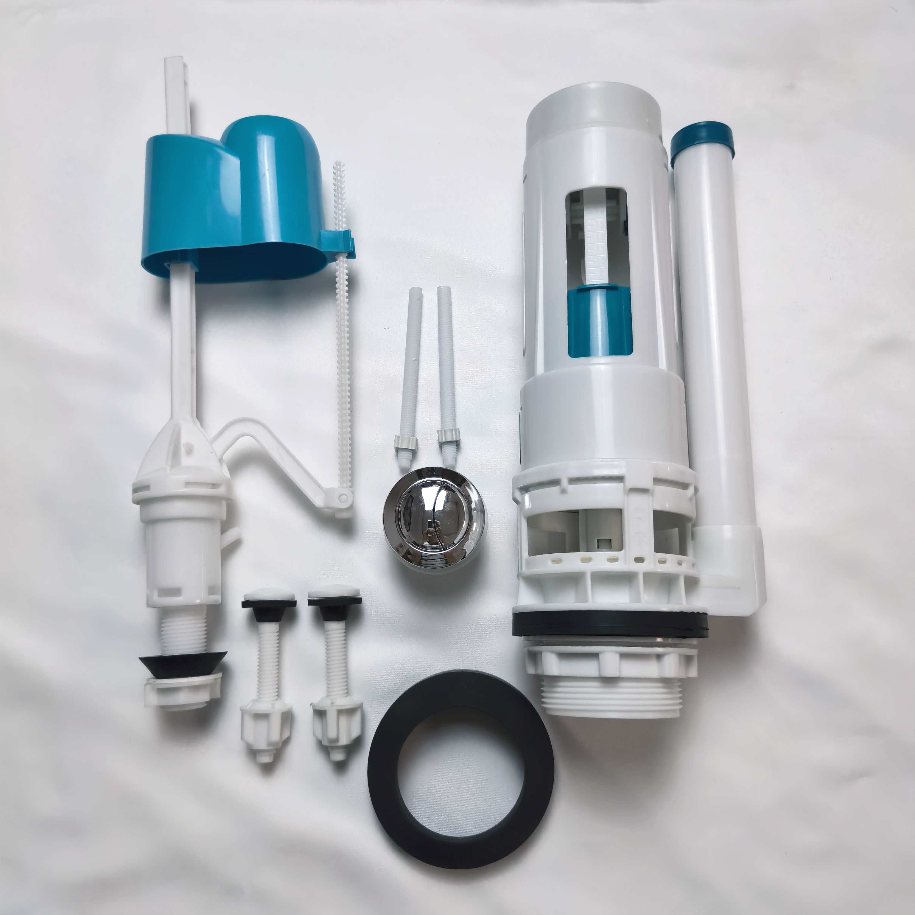 One-piece toilet tank accessories