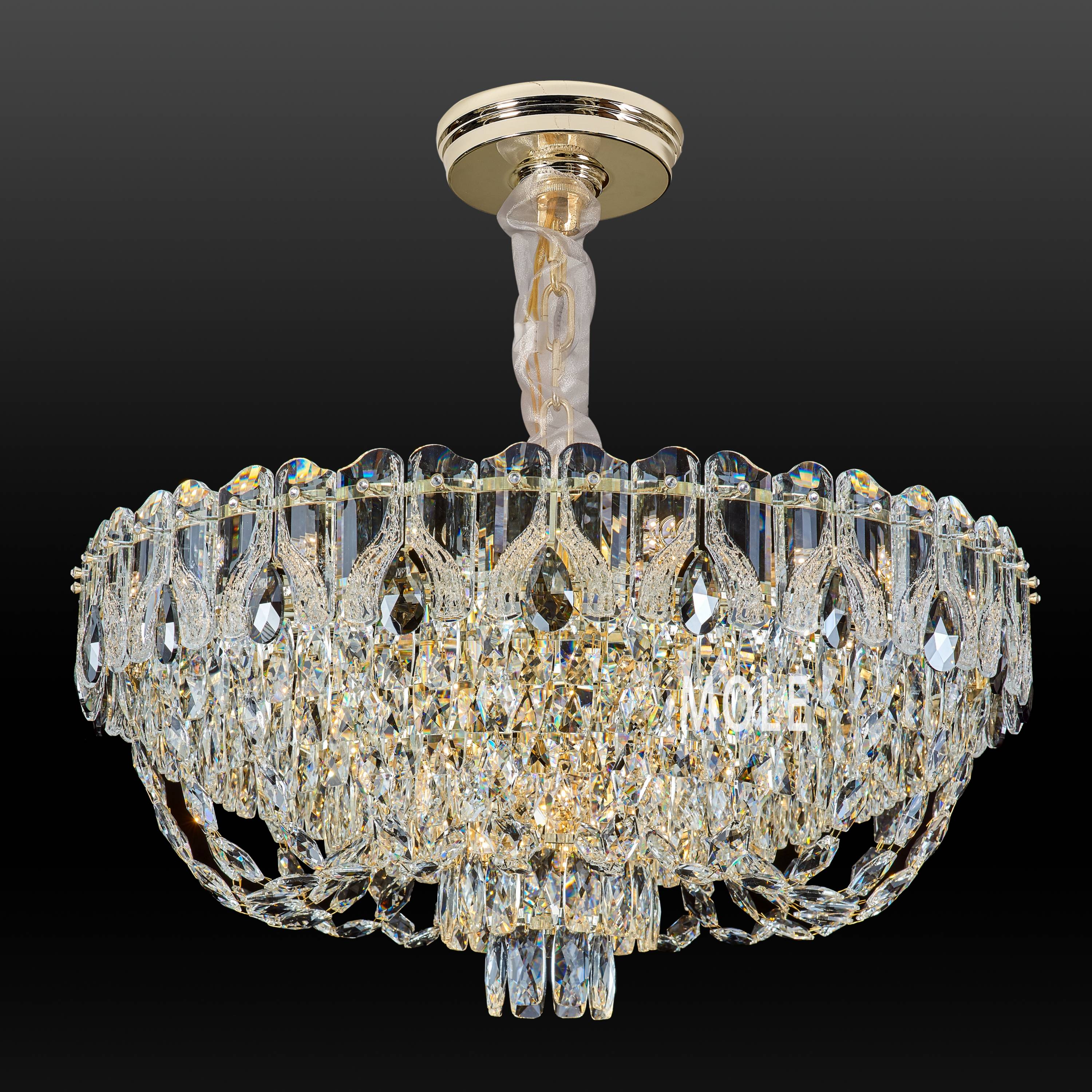 French restaurant crystal chandelier