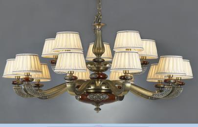 星豪铜府现代MD3108-10+5铜本色吊灯