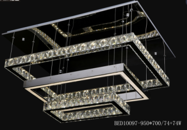 柏艺灯饰高雅室内LED水晶灯10097-950长方形三层水晶灯