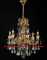欧式金色室内透明水晶吊顶蜡烛暖光铜灯