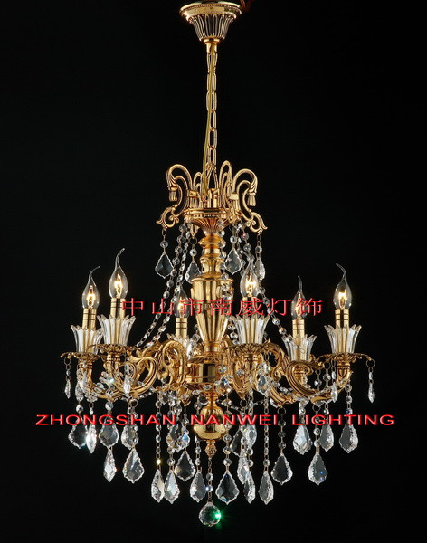 欧式金色室内透明水晶吊顶蜡烛暖光铜灯