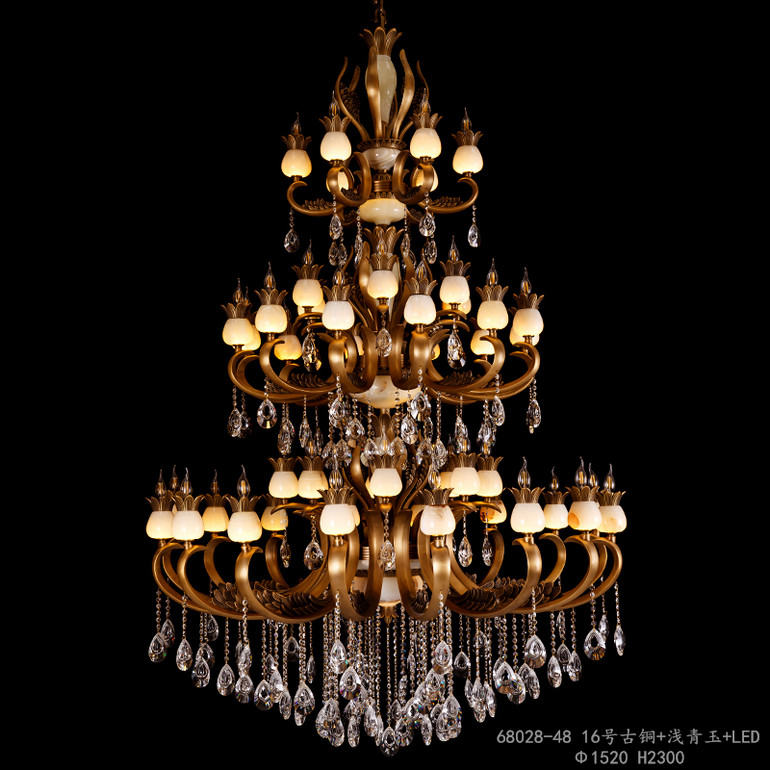 亿美佳现代室内玻璃铜材68028-48吊灯