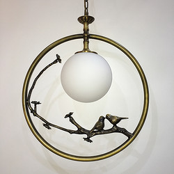 晶致品 创意造型艺术玻璃白玉罩黄铜脱蜡抛光上色装饰吊灯T887