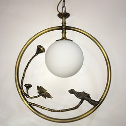 晶致品 创意造型艺术玻璃白玉罩黄铜脱蜡抛光上色装饰吊灯T901