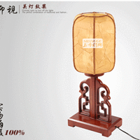 中式实木羊皮卧室台灯