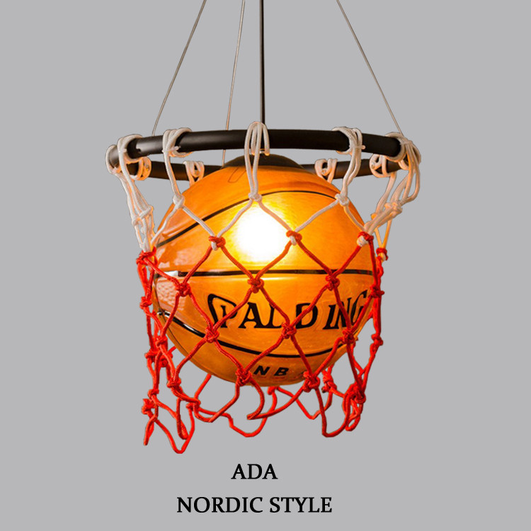 北欧个性时尚主题餐吧装饰篮球吊灯