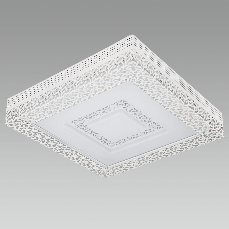 简约大气48W白色正方形书房卧室柳叶星吸顶灯