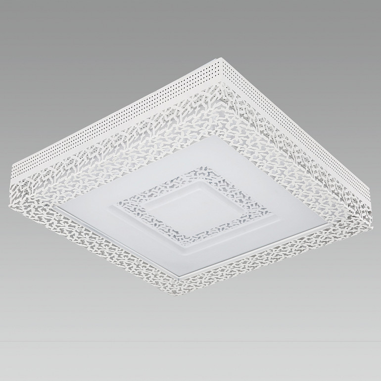 简约大气48W白色正方形书房卧室柳叶星吸顶灯