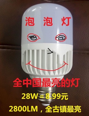 德中 高富帅白富美高罩高泡平头鸟笼28W三防LED球泡灯