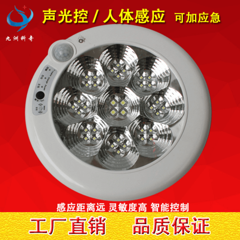 玖洲 LED红外人体智能感应灯吸顶灯声光控灯楼道消防应急灯