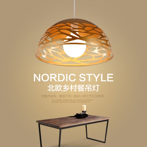 现代欧式田园风格铁艺镂空雕花餐吊灯