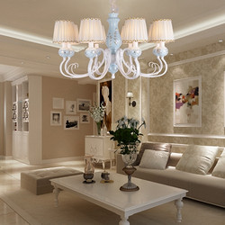 地中海 田园风格 卧室 客厅 大厅 白色烤漆铁艺 陶瓷吊灯