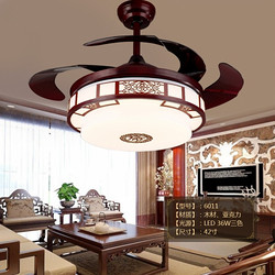 现代中式木质吊扇灯客餐厅卧室隐形风扇灯
