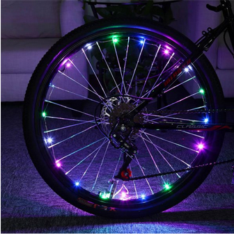 广束自行车铜线灯串2米20装饰圣诞骑行发光LED四彩铜线灯串    