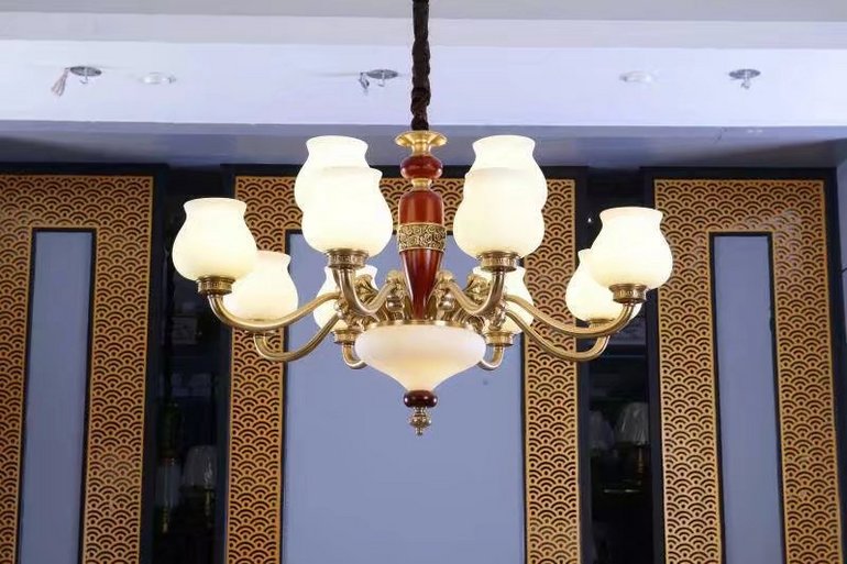 书芳斋新中式简约全铜庭院吊灯