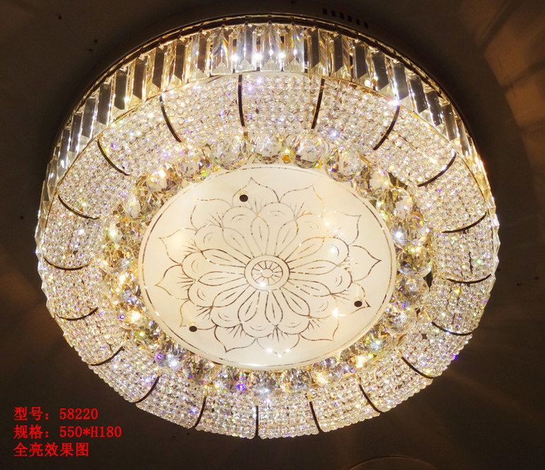 谛诺斯欧式水晶灯遥控圆形客厅吸顶灯传统卧室工程led灯具