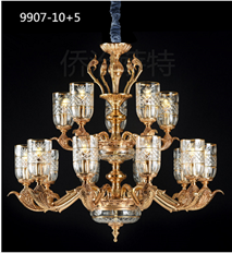 侨治萨特现代室内9907-10+5黄铜本色吊灯