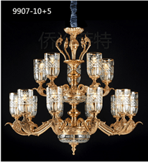 侨治萨特现代室内9907-10+5黄铜本色吊灯