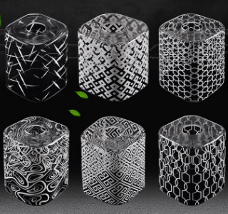 新中式简约玻璃方形白色清光丝印100*120灯罩