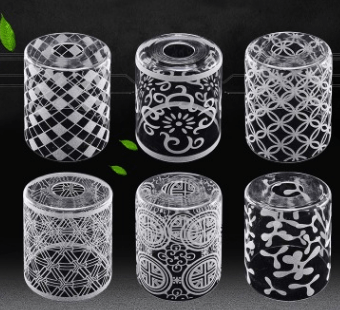 新中式简约玻璃圆形透明高温沙120*150灯罩