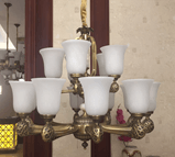 卡美丽亚现代室内白色玻璃罩镀金钢材吊灯