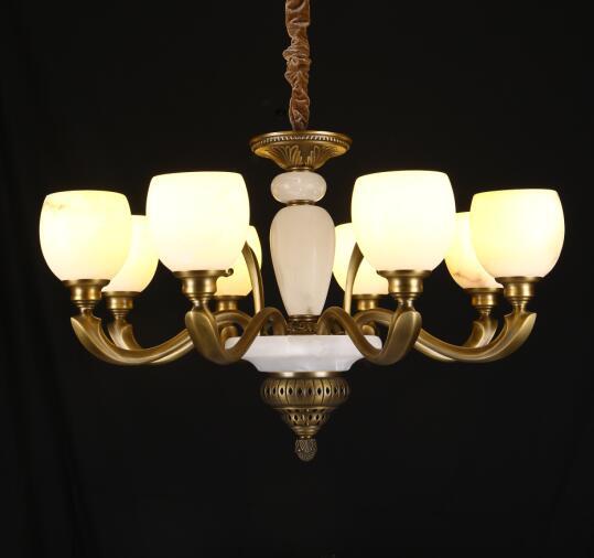 卡尼迪全铜玉色现代室内钢材天然玉石灯吊灯