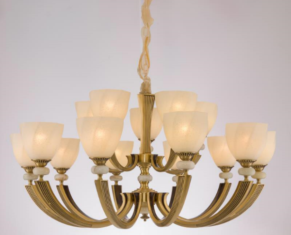 宝来登现代室内金色玻璃钢材吊灯